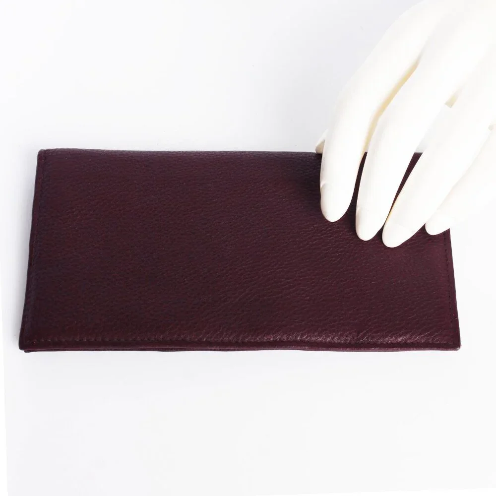 Tano Wallet Bifold Burgundy Pebble Leather Travel Organizer NWOT NOS